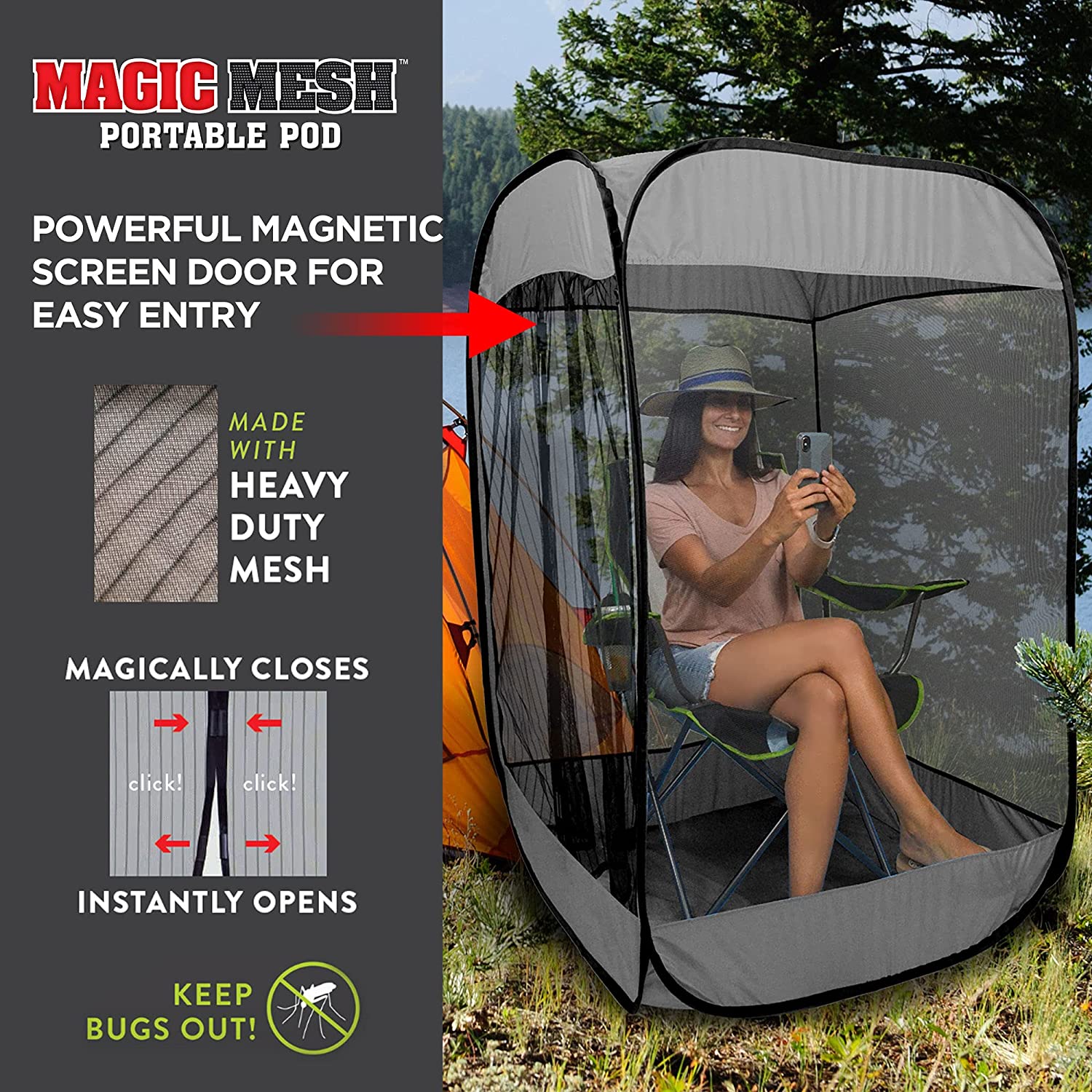 Magic Mesh Deluxe Hands Free Magnetic Screen Door 39x83 - Black (MM011124)